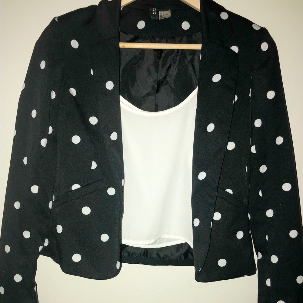 H&M Black and White Polka Dot Blazer